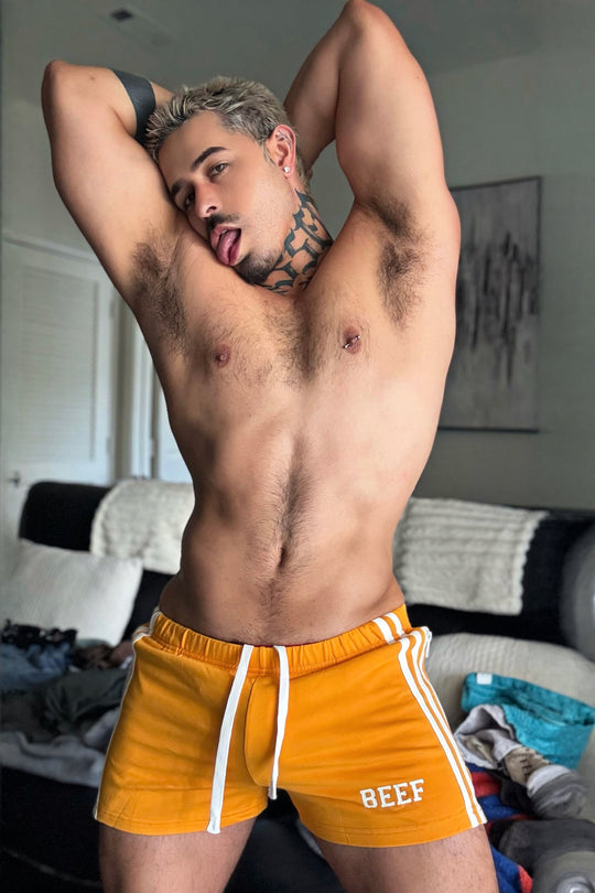 Varsity Boy Short Shorts - Tangerine Orange