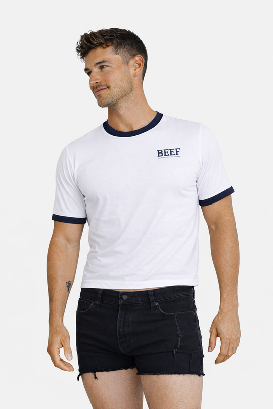 Field-Day Ringer Tee - White w/ Blue Trim