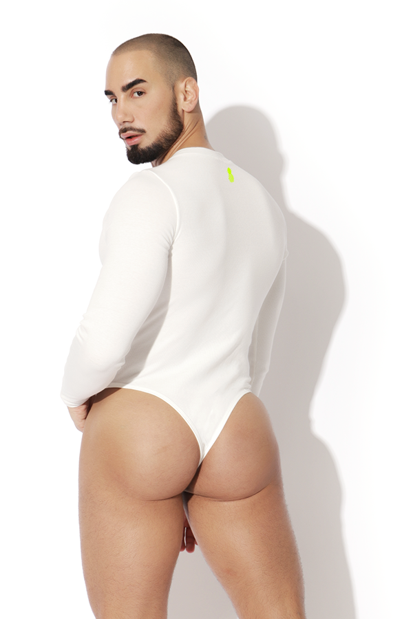 Infinity Long Sleeve Button Up Bodysuit - White