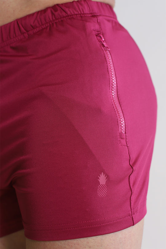 Karma 2" Short Shorts with Zipper Pockets - Magenta