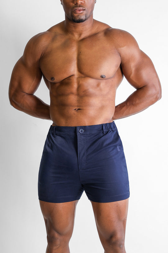 Muscle-fit Men's 4'' Stretchy Chino Shorts - Navy