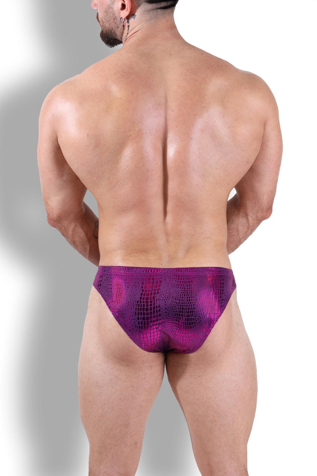Metallica Brief with Bulge Pouch - Hot Pink Croc