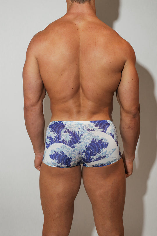 Come-Over Silky Seamless Boxer Briefs - Crashing Waves