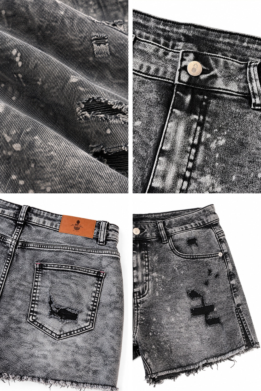 Jaded 3.5" Denim Short Shorts - Black Acid Wash