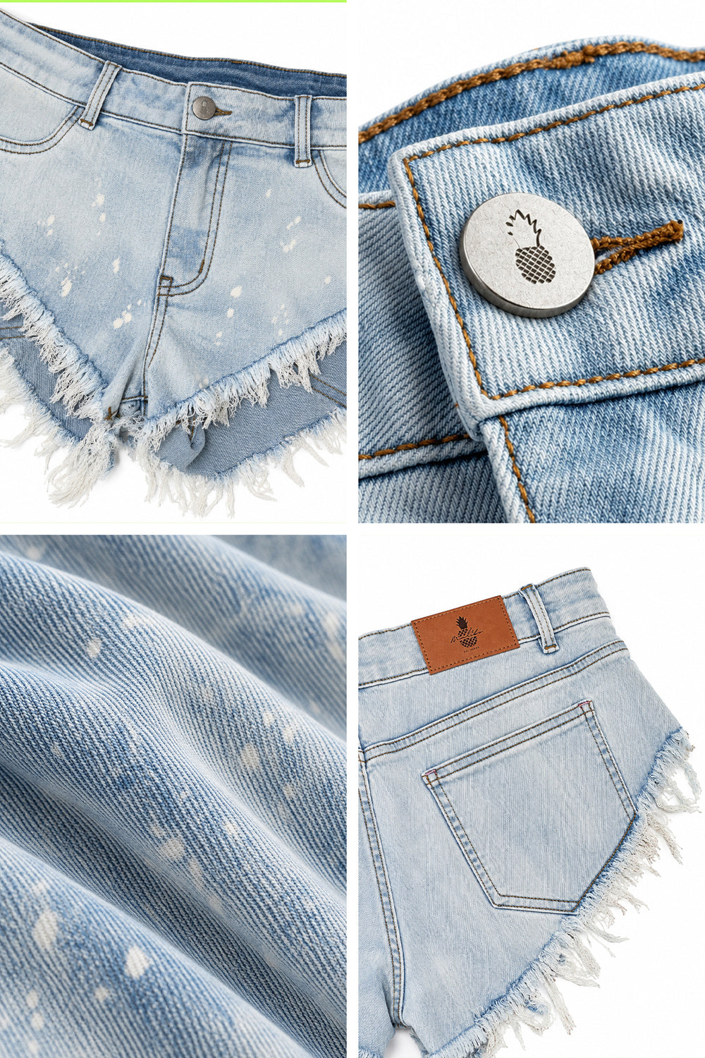 Vintage Washed Distressed Booty Shorts  - Sky Blue