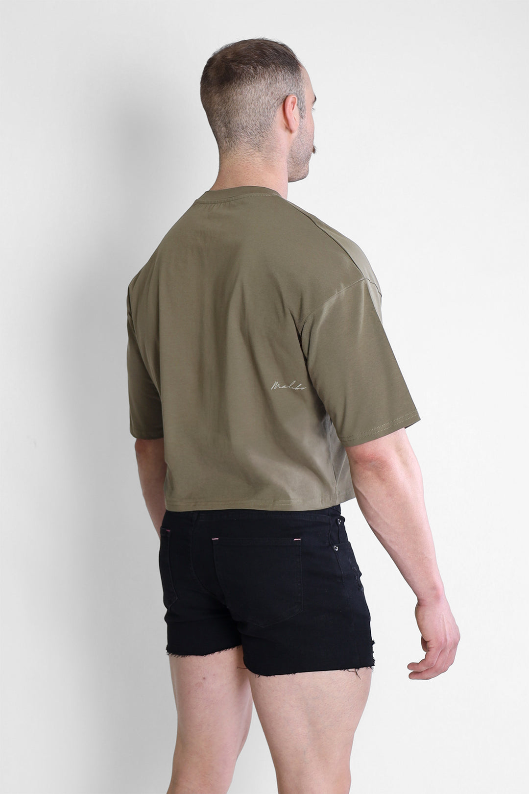 Oversized Relaxed Crop Top - Olive