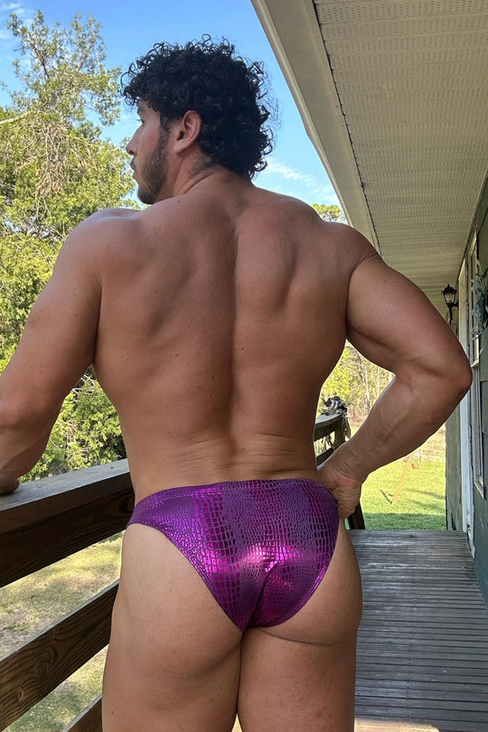 Metallica Brief with Bulge Pouch - Hot Pink Croc