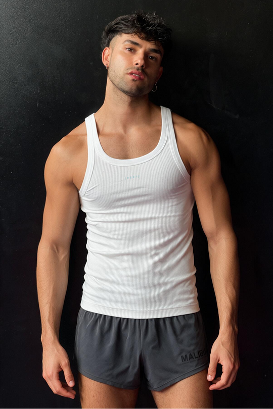 Slim Rib Knit Tank Top - White