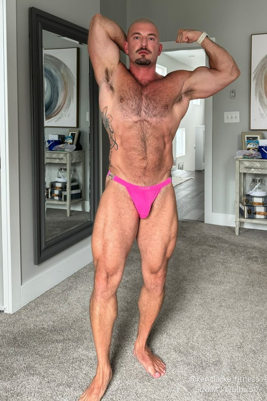 Luster Metal Accent G-String Swim Thong - Neon Pink