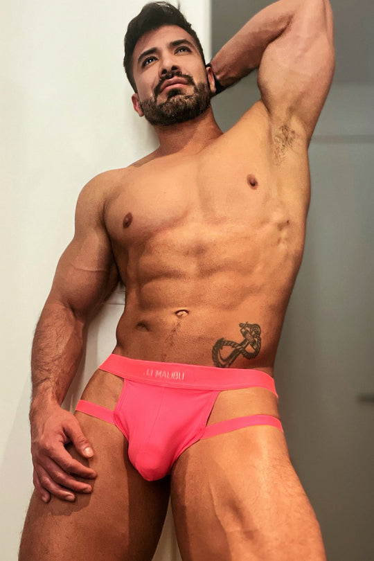 Host-or-Travel Adjustable Jock Thong - Neon Pink