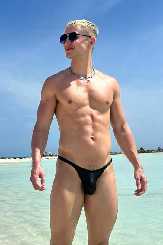 Soft Vegan Leather Scrunch-Butt Briefs - Black Liquorice